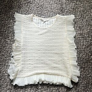 Anthropologie Elegant White Ruffle Top